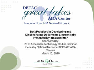 Neal Albritton presents webinar on "Best Practices in Developing and Disseminating Documents Electronically."